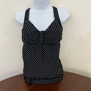 Black and White Polka Dot Tankini top swimsuit Motherhood Maternity Beach Bump